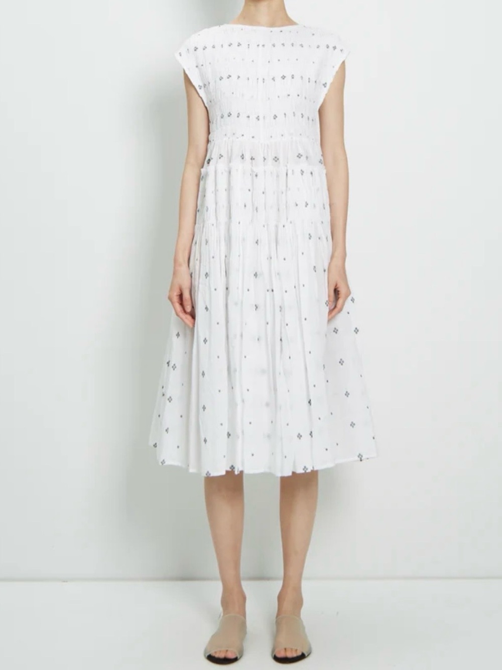 Anaak Chitra Sleevless Smocked Bodice Gathered Skirt Dress Cotton